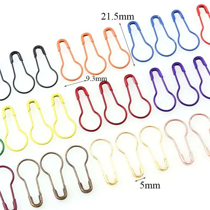 100/300// Pack Safety Pins Metal Clips Knitting Stitch marker Tag Gourd Shape Pin Mix och Colors DIY Syverktyg