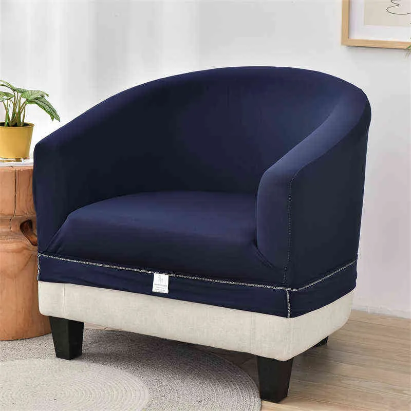 Solide Couleur Fauteuil Couch Cover Relax Stretch Monoplace Baignoire Club Canapé Housse pour Salon Élastique Lavable 211207
