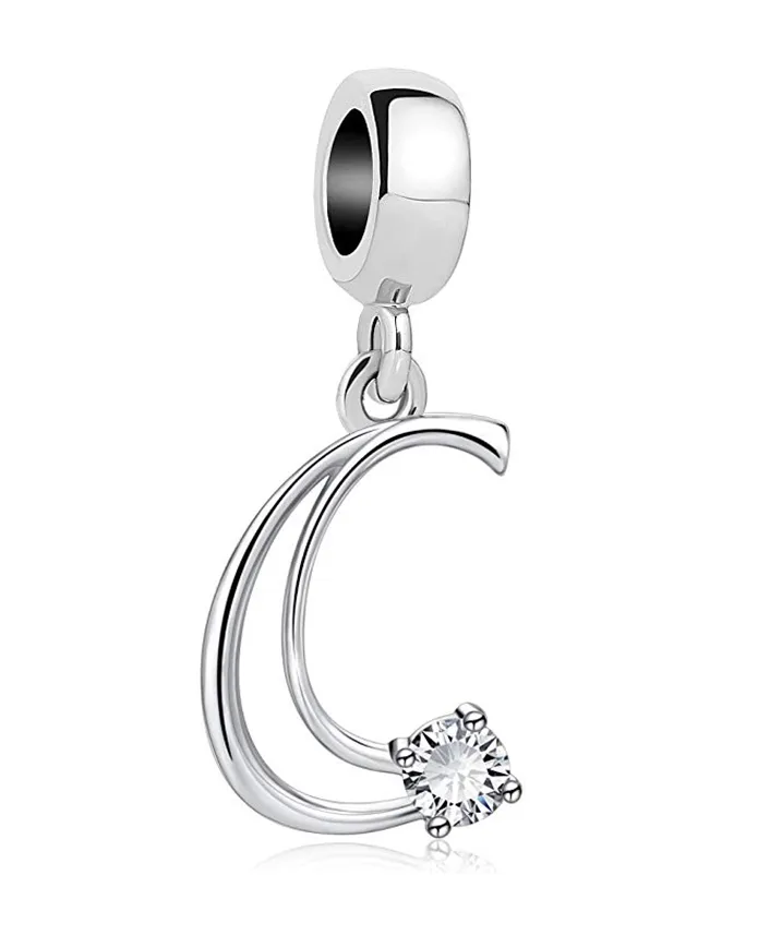 Klasyczny litera uroku AZ Crystal wisiorek Fit Fit Charms Silver Pleated Bracelets Naszyjniki DIY Kobiet Jewelry 32691143933281