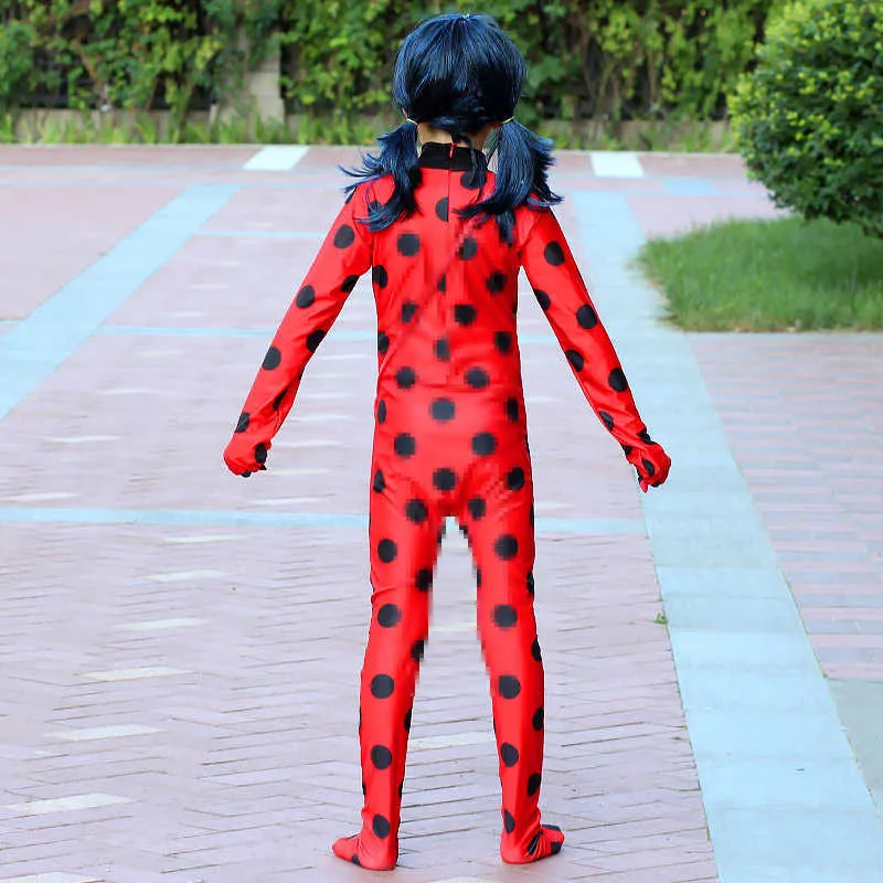 Halloween Kids Anime Costume Cosplay Black Boys Cat Parrucca feste di compleanno Redgirl Abiti in spandex Stage Performance Body Dress Q0910