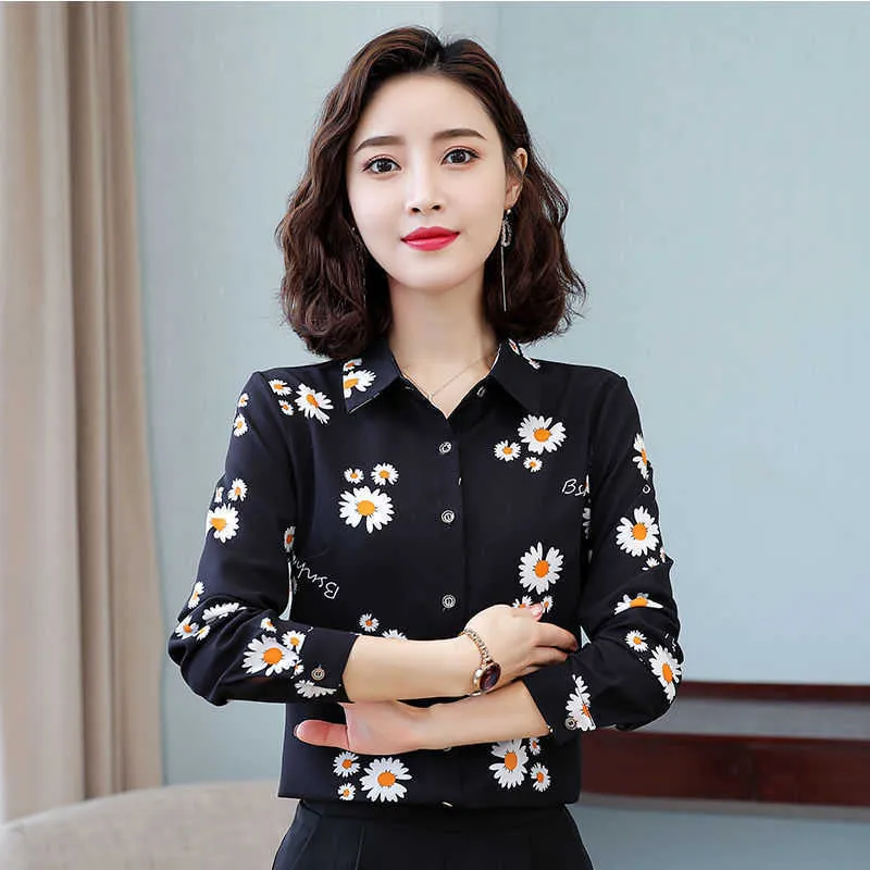 Mode japonaise en mousseline de soie femmes Blouses bureau dame chemise et chemisier grande taille XXXL automne à manches longues femmes hauts 210531