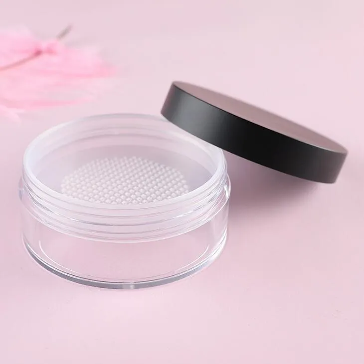 50g Plastic Empty Loose Powder Pot With Sieve Cosmetic Makeup Jar Container Travel Refillable Perfume Cosmetic Sifter LX2050