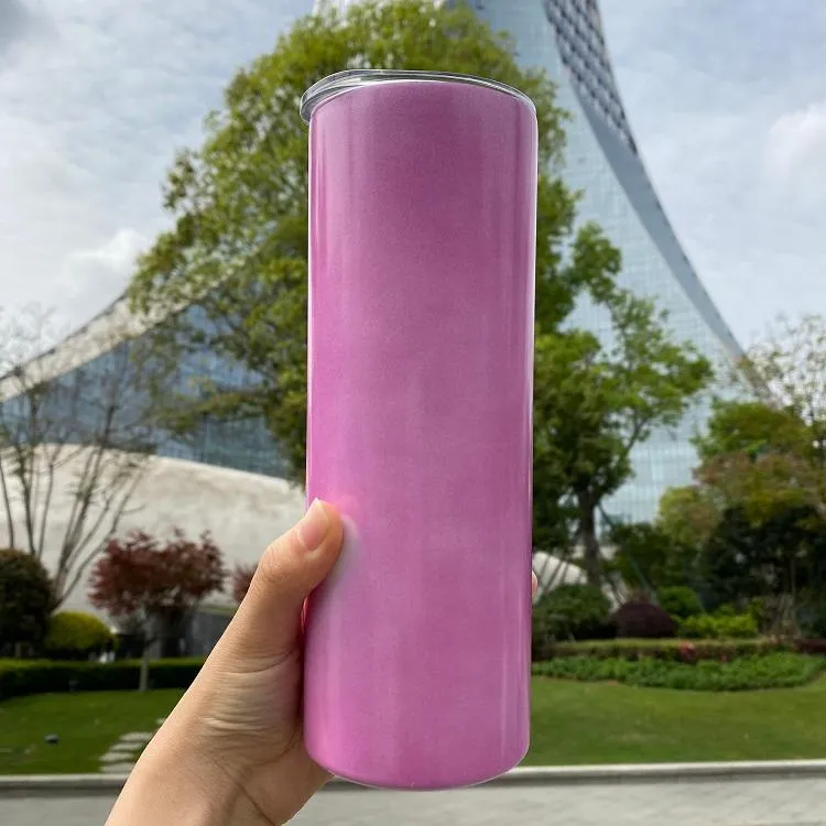 Water Bottles Double Wall Sublimation Blanks 20oz Straight UV Color Changing Green In Dark Tumblers235C