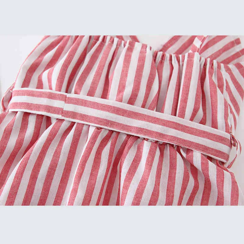 Summer Dress Children's Clothing Girl Party Holiday Casual Baby Striped With Belt 210515