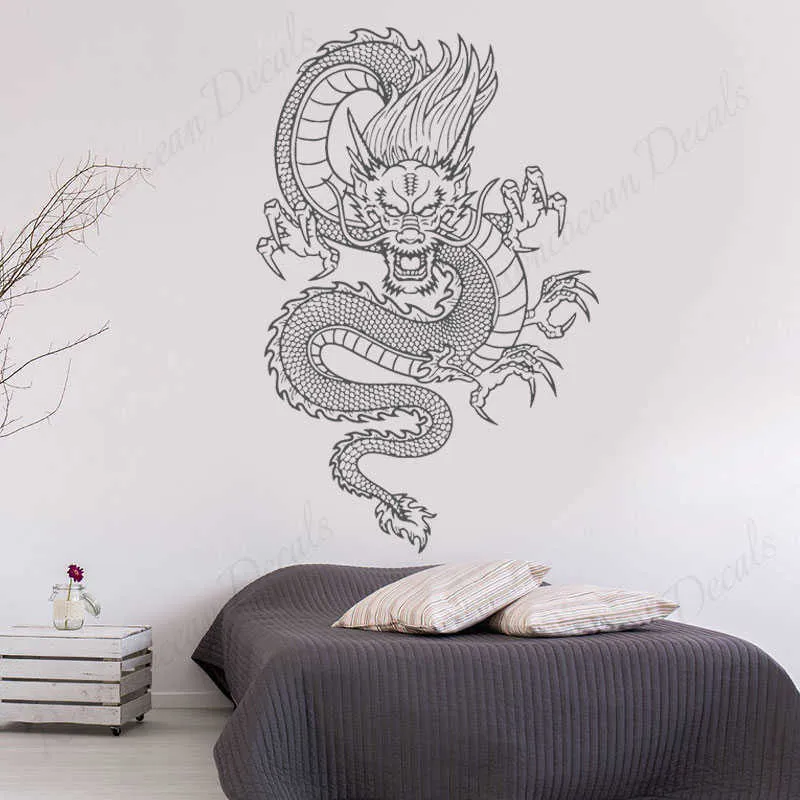 Cinese Dragon Wall Sticker Vinyl Home Decor soggiorno Camera da letto Decalcomanie murali Stile cinese Decorazione Durals Wallpaper 4562 210615