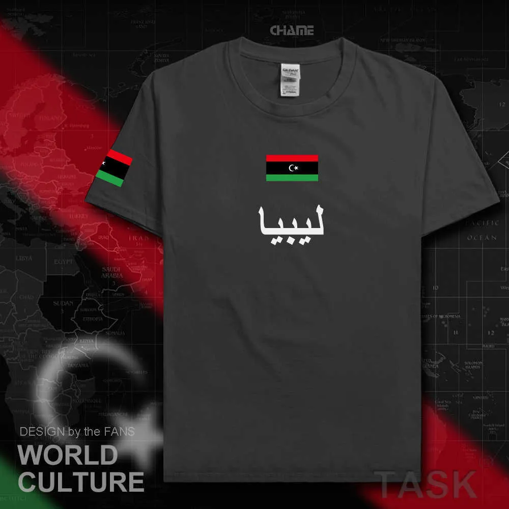 리비아 남성 T 셔츠 패션 유니폼 국가 팀 코튼 티셔츠 의류 탑 티 국가 스포츠 플래그 LB 비야 아랍어 이슬람 X0621