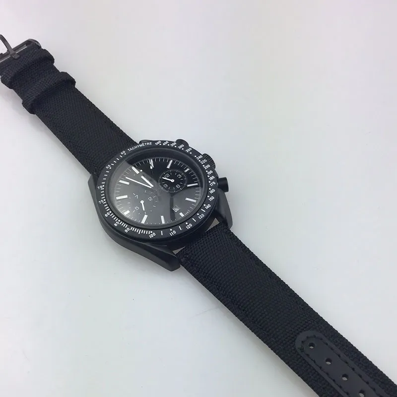 メンズウォッチ44mmスーパードミネーリングムーンダークサイド完全自動機械式時計Quartz Watches Cowhide Belt Waterproof Luminous2938