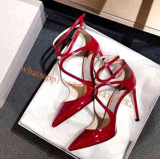 Sandels Red Leather Pointed Toe Pumps Women Summer Hollow Out Stilettos Suede High Heels Big Size46 Sexy Daily Dress Shoes New 220303