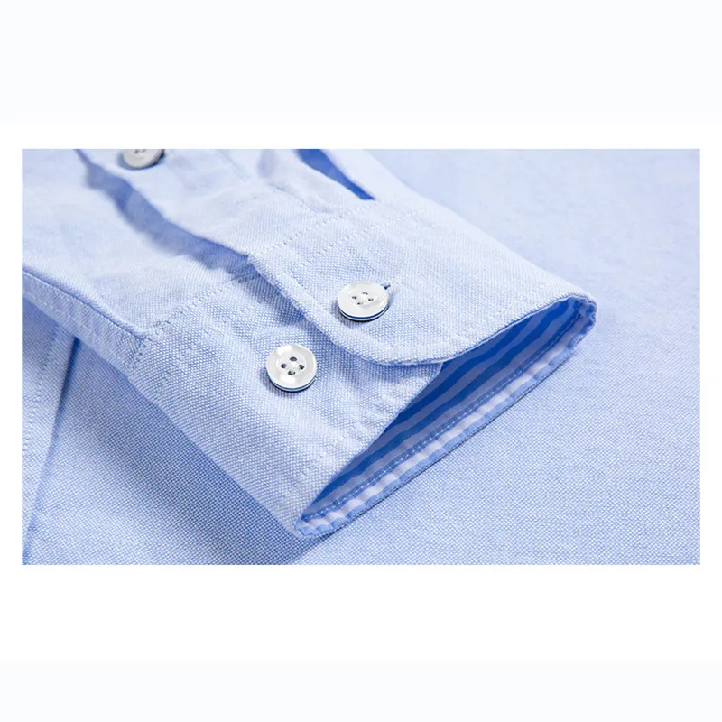 Casual Pure Cotton Oxford Mens Shirts Długie rękawie Design Regular Fit Fashion Stylish 220224
