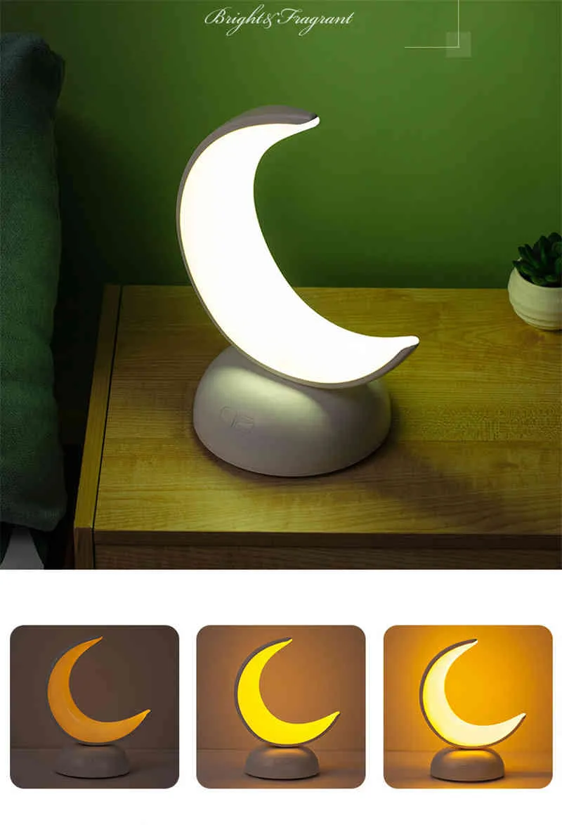 Kreative Mond LED Tisch Dekor Typ-c USB Lade Duft Ätherisches Öl Lampe Luft Aroma Diffusor Nachtlicht Dimmbar