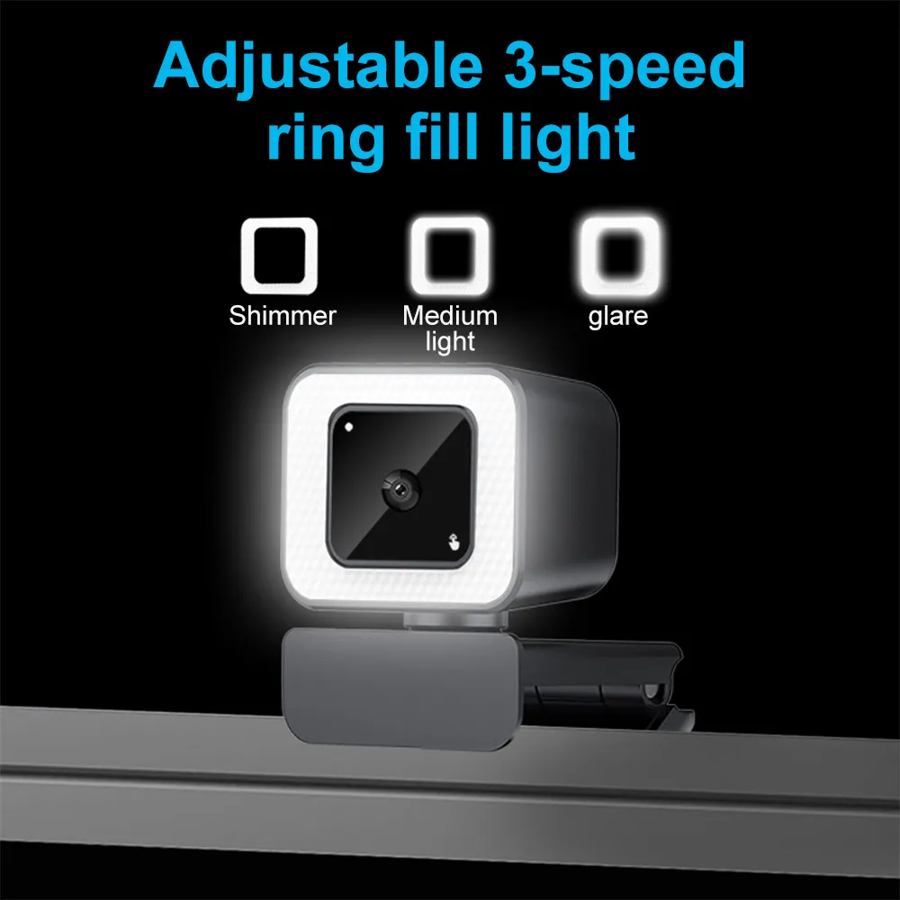 4K 2K Ring Light Mini Camera Autofonus USB Web Cam PC Laptop Kamera Full HD Kamera z mikrofonem