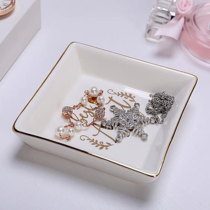 Boîtes de rangement bacs nordique marbre salade à volants cosmétiques plateau décoratif Porcelain Dîner plat en céramique de desserts fruitiers