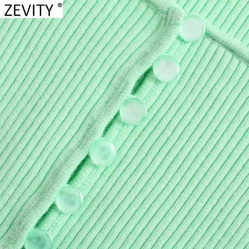 Kvinnor Vintage Square Collar Slim Short Green Knitting Sweater Kvinna Chic Sommar Tunna Cardigans Beskurna Toppar S718 210420