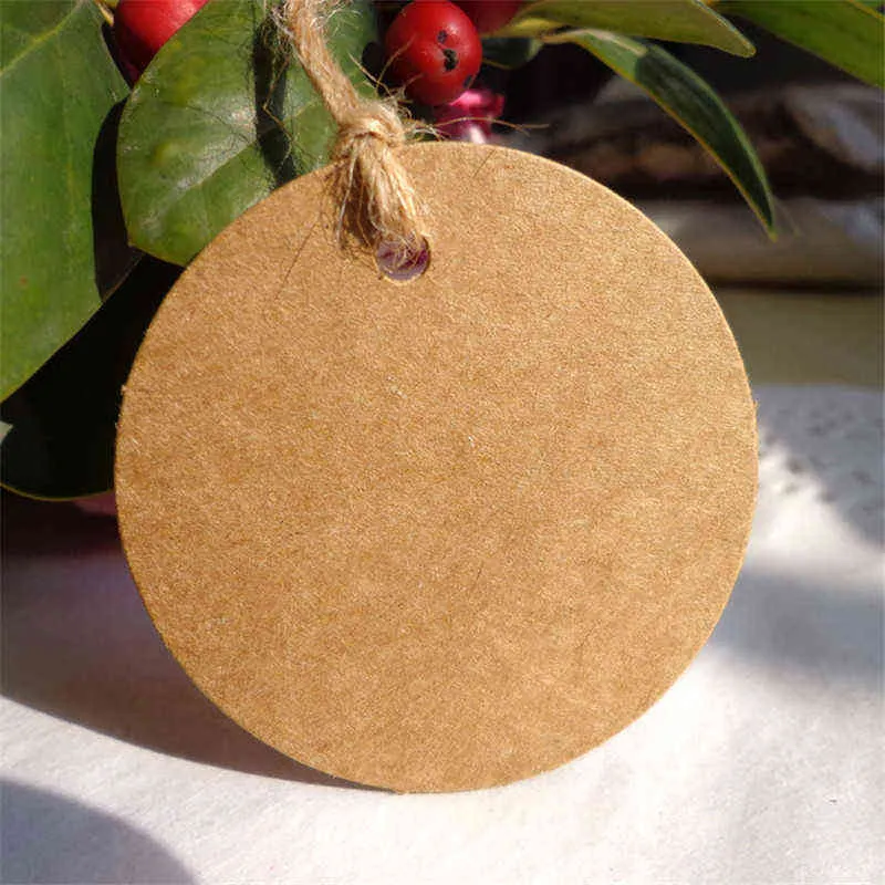 3/4/5cm Blank Round Hang Tags Vintage Kraft Paper Tag Cards DIY Bookmark Message Greeting Cards Small Product Labels Pack Y1230