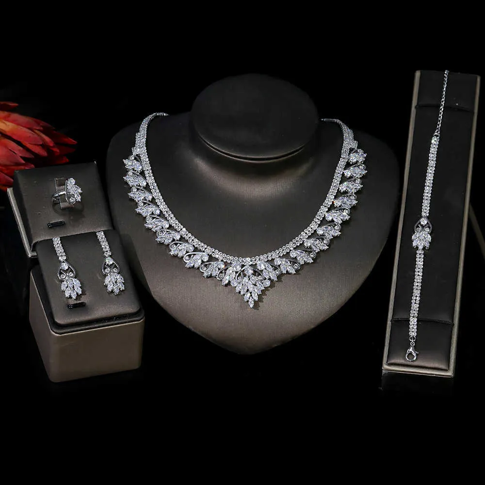 ASNORA Fashion 3A ensemble de coiffure en zircone cubique, bijoux européens bijoux pour femmes adaptés à l'ensemble de bijoux de mariage nuptiale T0870 H1022