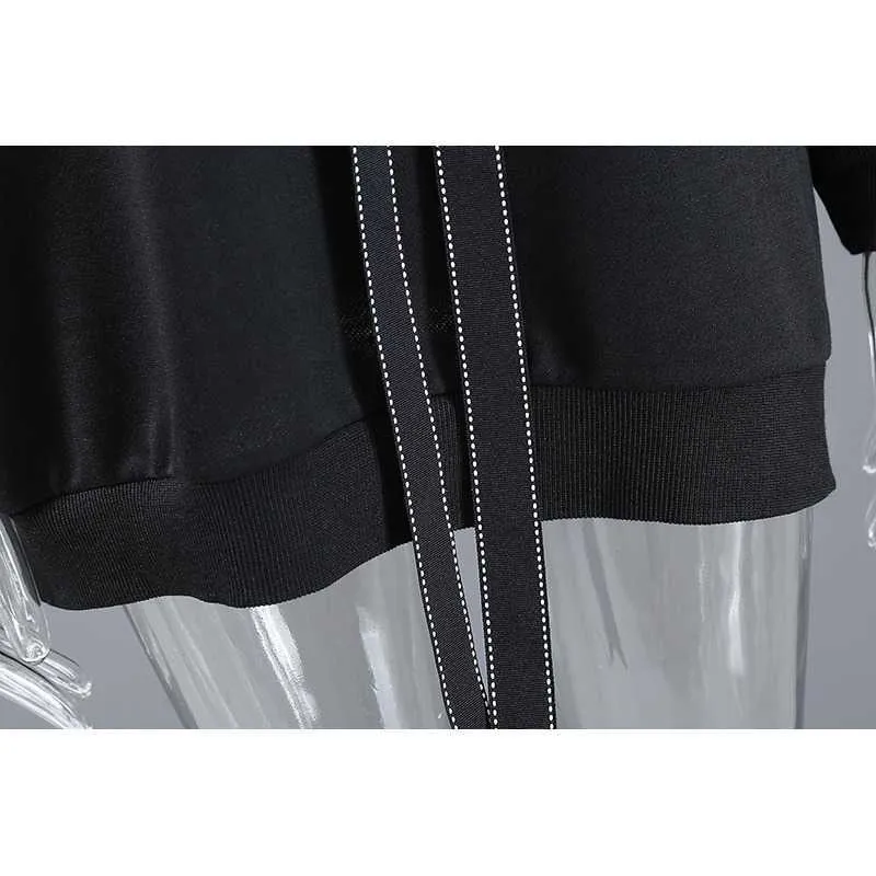 Été O-cou Géométrie Contraste Couleur Patchwork T-shirts Ruban Version Lâche Tops Mode Coréenne Tops Femmes Vêtements 210525