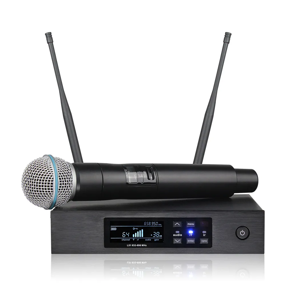 NEW! QLXD4 Высокое качество UHF Prepeesional Dual Wireless System Microphone Stage Определяет два беспроводных микрофона