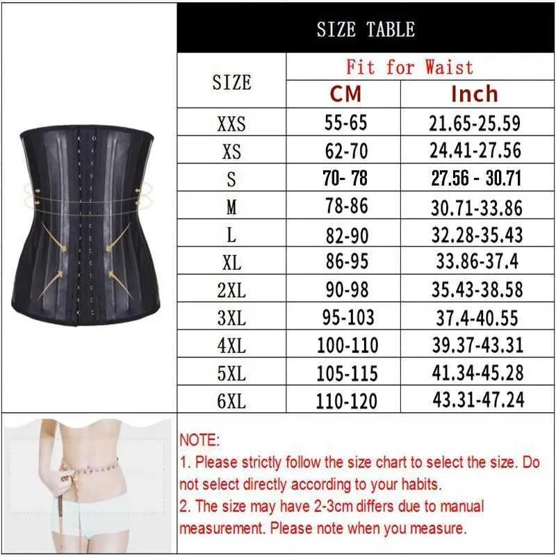 MUKATU Latex Taille Formateur Corset Ventre Minceur Sous-Vêtements Ceinture Gaine Corps Shaper Modélisation Sangle 25 Acier Désossé Cincher 211218