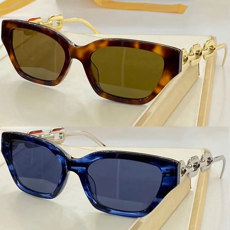 Women cat eye sunglasses woman 22545 butterfly plate frame designer glasses fashion metal chain mirror legs top UV400 protective b314c