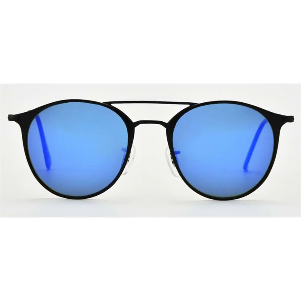 Óculos de sol redondos para homens mulheres 52mm Lente de vidro espelho redondo ponte dupla de sol Gafas UV400 Protection5406446