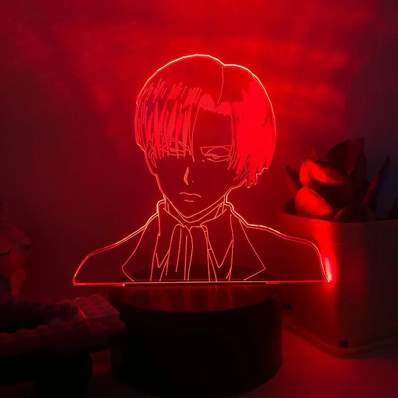 Luci notturne Levi Ackerman Figura 3D LED LED attacco al titano decorazioni la casa regalo di compleanno bambini tavolo da cartone animato i lampada anime2241