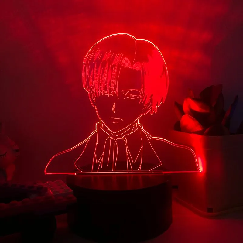 Lumières nocturnes Levi Ackerman Figure 3D LED LED pour attaque sur Titan Home Decor Child Birthday Gift Cartoon Table