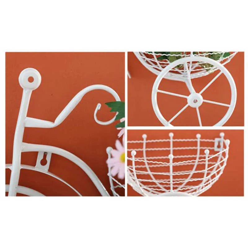 Bicycle Flower Basket Wall Art Wall Mount Hanging Flawer Rack Unique Art Ornaments Classic Retro Style For Home Decoration Y09108275303