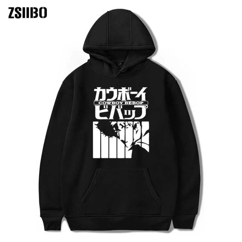 90s klassieke anime cowboy bebop hoodie voor mannen vrouwen lange mouw spike spiegel grafische duivel hoodie pullover harajuku tops geschenk 210819