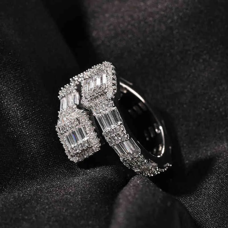 Uwin Baguette Ringen Full Bling Iced Out Cubic Zirkoon AAA Luxe Mode Hiphop Sieraden Gift Drop 211217