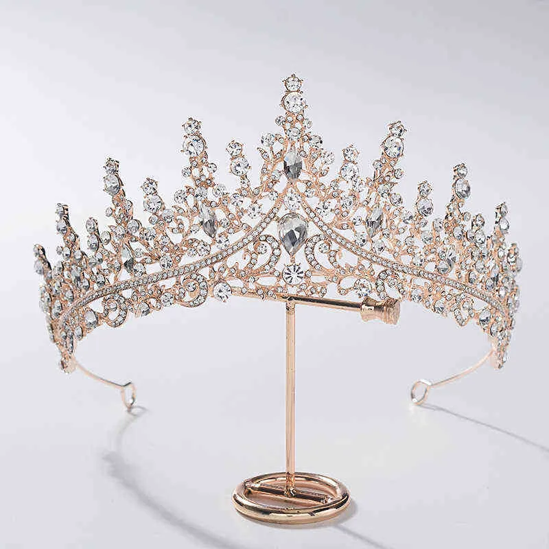 Biżuteria do włosów ślubnych Kmvexo Rose Gold panna młoda koronki księżniczki Urodzinowe opaska na głowę Vintage Party Bridal Tiaras Prezent 1126954436467958