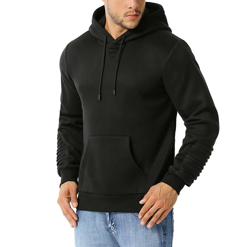 Solid Sweatshirt Mens Long Sleeve Hoodies Men Solid Casual Pocket Oversized Warm Sweatshirts Striped Quilting Pullover 210524