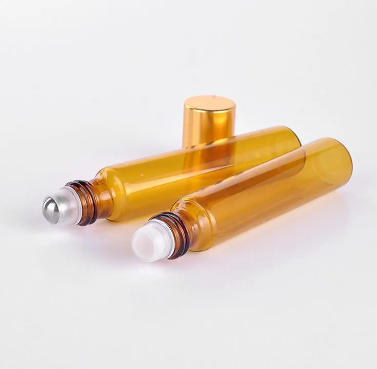 Vente en gros 10ML Bouteille de parfum rechargeable en verre ambré portable avec étui à huiles essentielles vide pour voyageur SN410