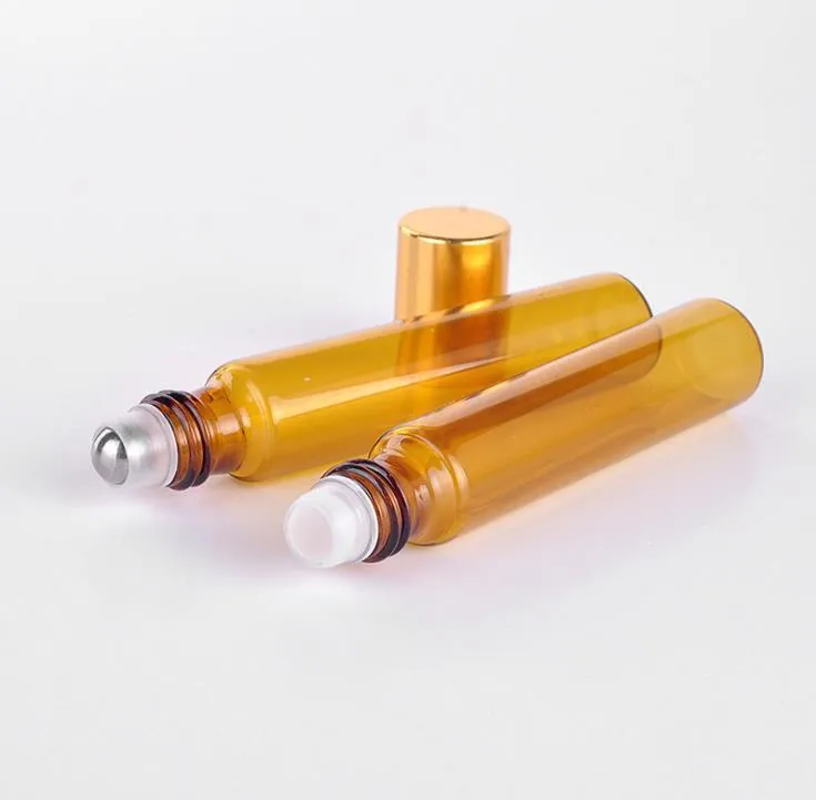 Wholesale 10ML Portable Amber Glass Refillable Perfume Bottle With Roll On Empty Essential Oils Case For Traveler SN410