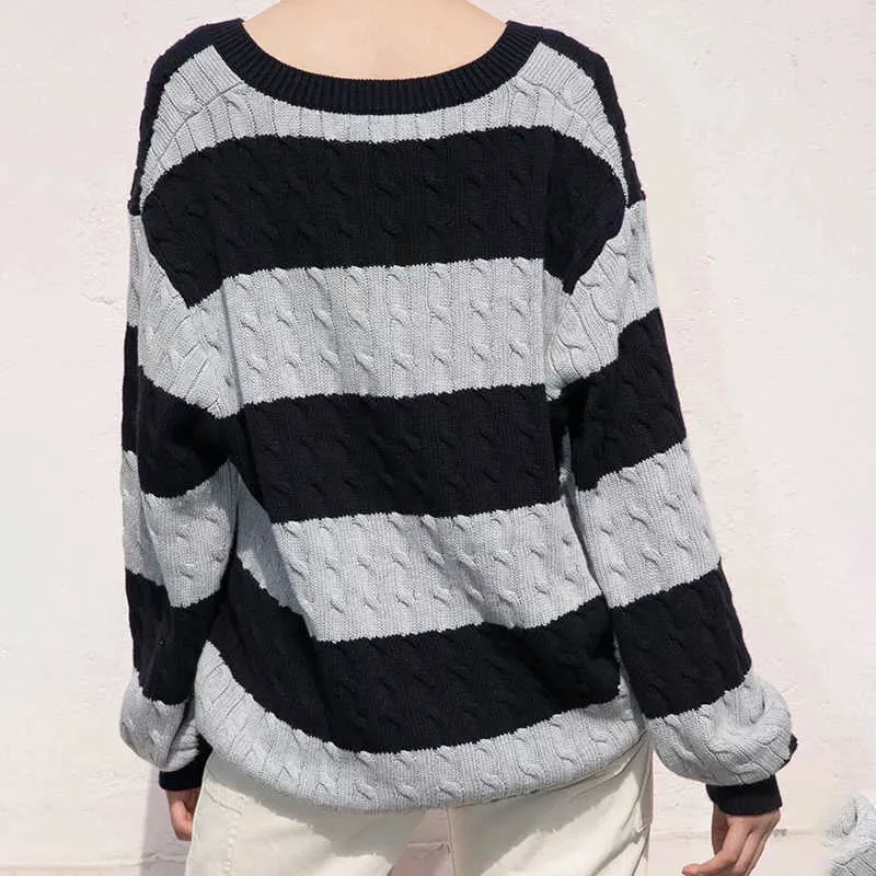 UNUTH Girls Vintage Cotton Sweaters Otoño Moda Ladies Oversize Loose Pullover Chic Outfits 210914
