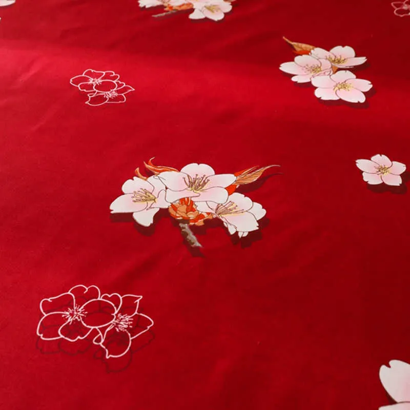 Bonenjoy 3 pezzi Lenzuola e federa Lenzuolo con angoli stampati a fiori di colore rosso con elastico drap de lit Lenzuolo con angoli 210626