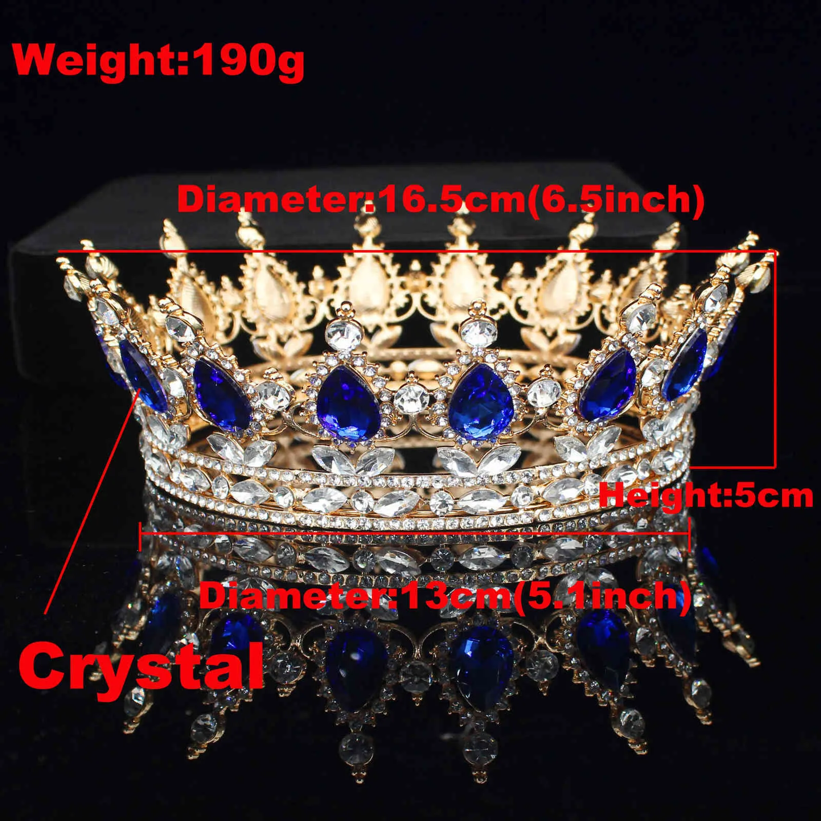 Gold Queen King Wedding Tiara Crown Bridal Vintage Crystal Diadem Women/Men Hair Ornaments Bride Head Jewelry Accessories X0625