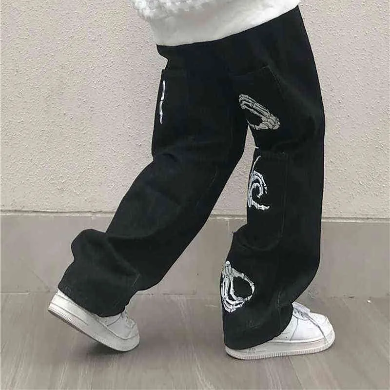Streetwear Harajuku zwarte broek mannen oversized wijde beenbroek Koreaanse stijl hoge taille hip-hop y2k harajuku broek esthetische H1223