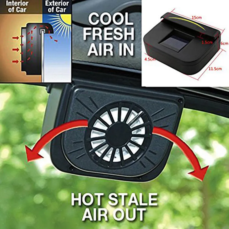 Portable Solar Powered Car Window Windshield Auto Air Vent Cooling Fan System Cooler Tool remove odor 10 W ABS plastic styling