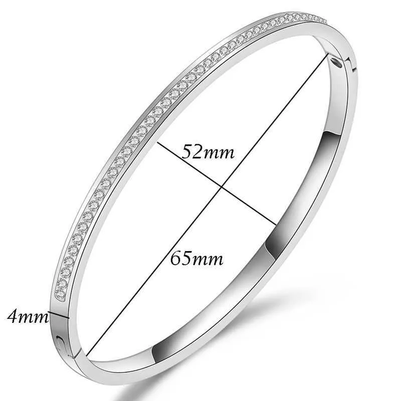 Modyle Mode-sieraden Bangle Armbanden met Crystal Rhinestone Pave Rvs Bangle voor Dames Accessoires Q0719