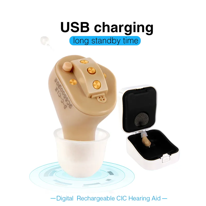 C55 Aides auditives rechargeables Intelligent Audifonos mini oreille intérieure pour amplificateur sonore âgé pour la surdité avec charge Casesc8754907