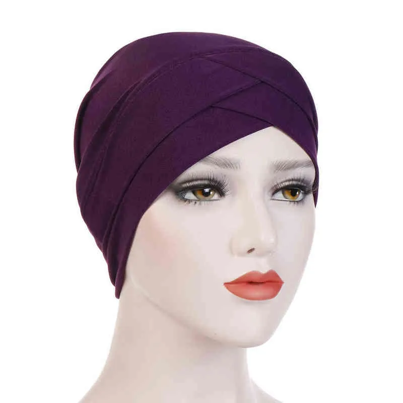 Women Solid India Hat Muslim Ruffle Cancer Chemo Beanie Turban Wrap Scarf Cap Head Scarf For Muslim Women Solid Cotton Turban Y1229