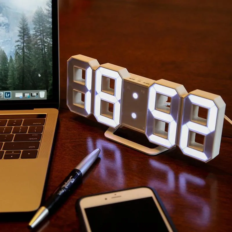 Современный дизайн 3D светодиодные настенные часы цифровые будильники дисплей для дома, гостиной, офиса, стола Night211J
