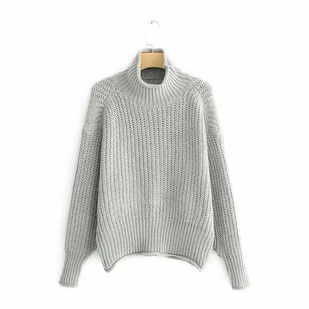 Autumn Fashion Women Oversize Sweater Stylish Half Turtleneck Knitwear Female Loose Pullovers Casual Streetwear 210531