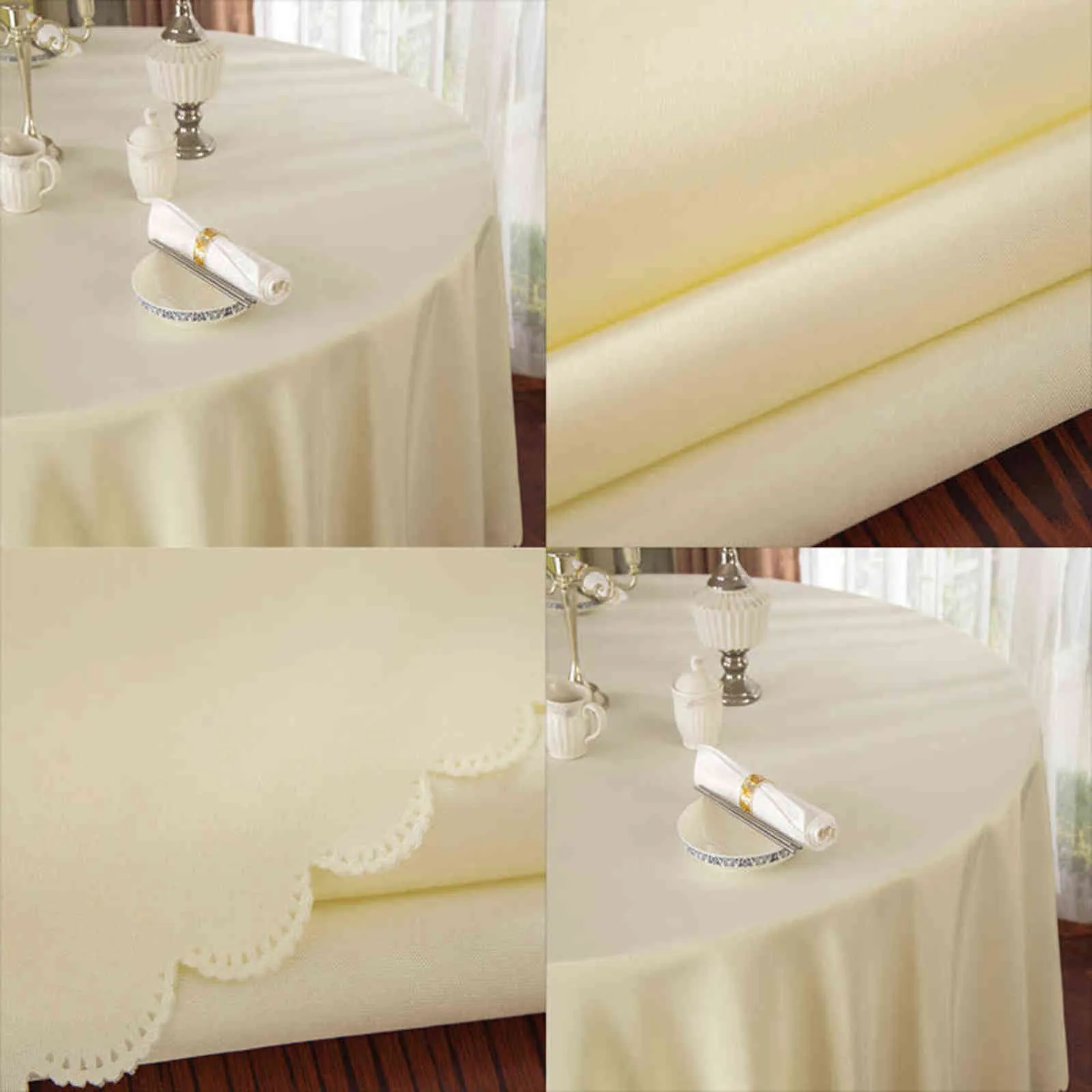 Festa de casamento Favor Branco Redondo Banquete De Banquete Tabela Cerimônia Conferência Decoração Preto Poliéster Capa El Restaurant Tablecloth 211103