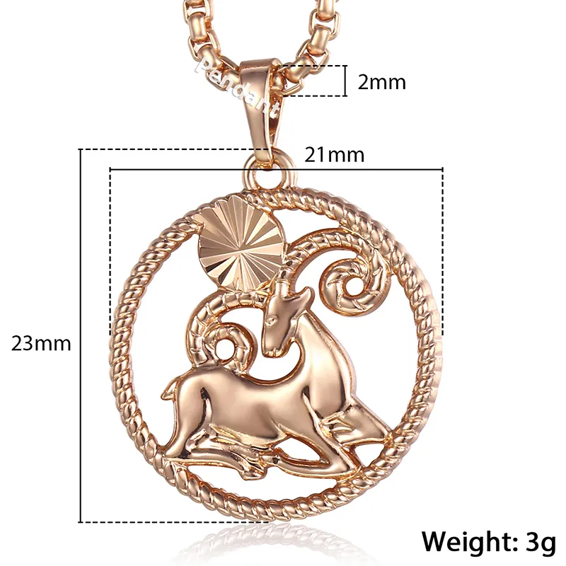 Zodiac Sign 12 Constellation Pendant Necklace for Women Men 585 Rose Gold Womens Necklace Mens Chain Gift Fashion Jewelry GPM211377050