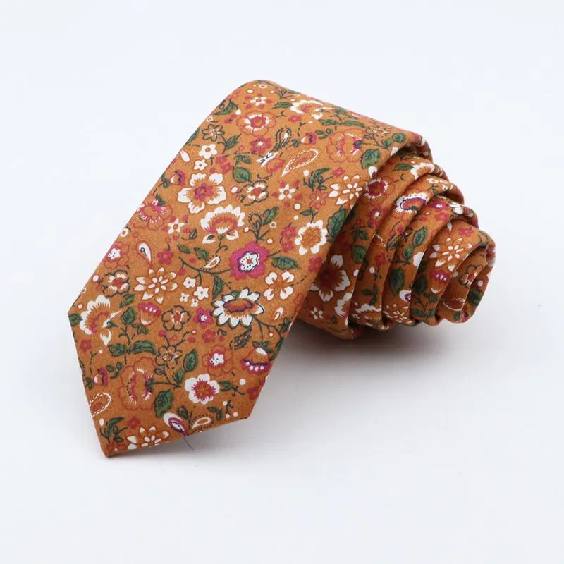 Галстуки на шею, модный галстук с цветочным принтом для мужчин, узкие повседневные мужские галстуки для свадебной вечеринки, узкие галстуки с цветочным принтом, мужские костюмы Cravat287P