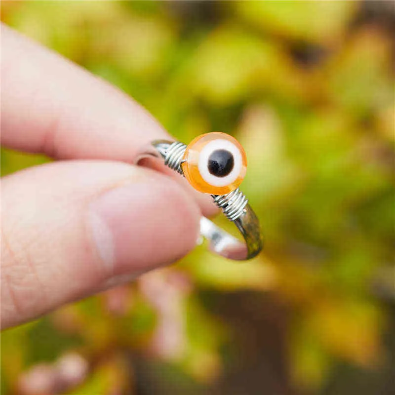 Cor mau anéis de olho de cobre handmade woven nazar boncuu anel ajustável anel azul olho jóias para mulheres presentes homens g1125