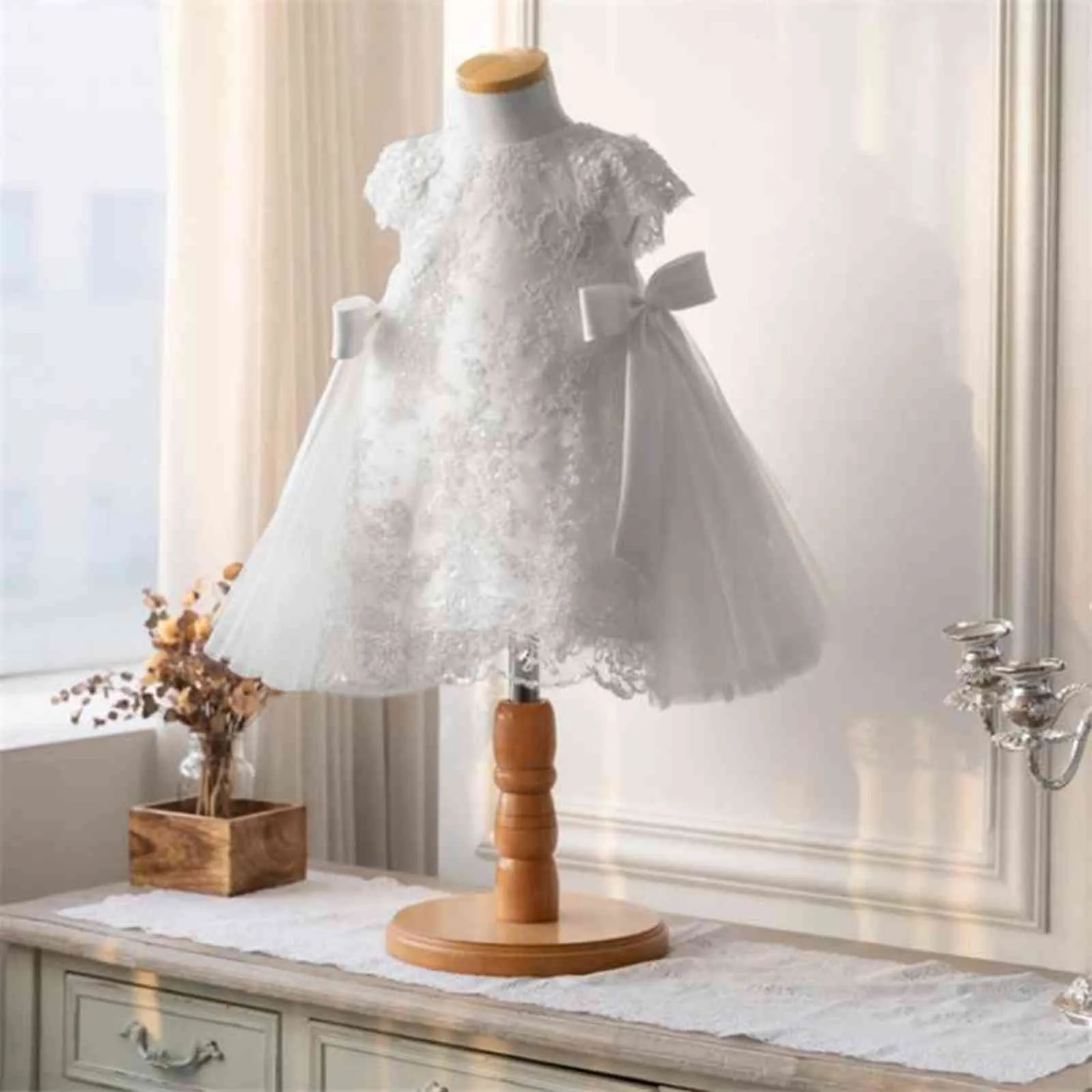 1er anniversaire fête de mariage bébé filles robe dentelle princesse enfants robes pour filles grand arc enfant en bas âge bébé baptême robe de baptême G1129