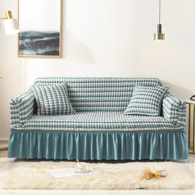 Vattentät fast färg elastisk soffa täckning för vardagsrum tryckt rutigt stretch sektionslipcovers soffa soffskydd l form 2012217j