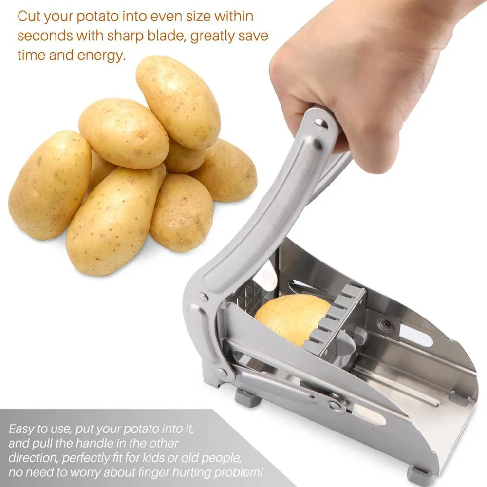 2 лезвия из нержавеющей стали, инструмент для изготовления картофельных чипсов, домашний ручной нож для резки картофеля фри, машина для резки картофеля фри, 2289G